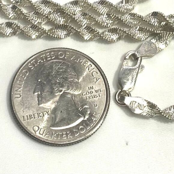 AOC Stunning 22” Twisted Sterling 925 Silver Necklace - Picture 9 of 11